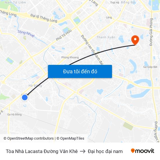 Tòa Nhà Lacasta Đường Văn Khê to Đại học đại nam map