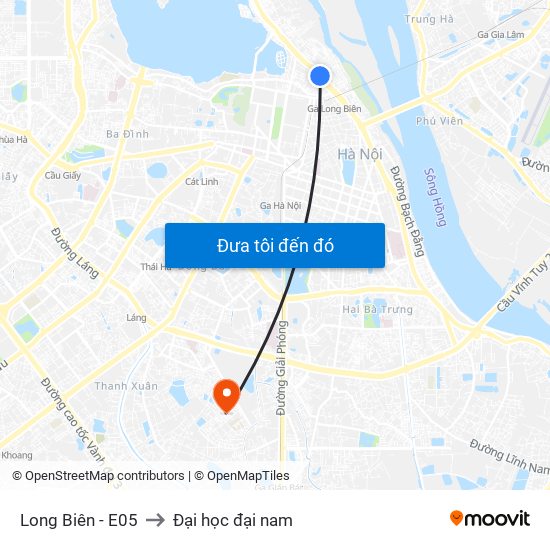 Long Biên - E05 to Đại học đại nam map