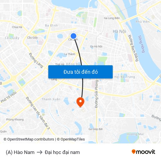 (A) Hào Nam to Đại học đại nam map