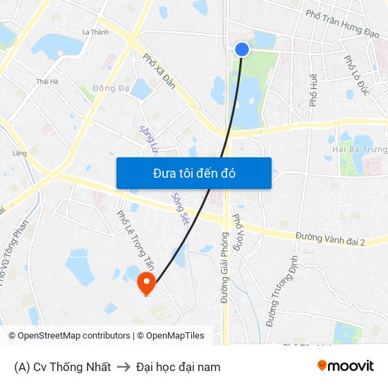 (A) Cv Thống Nhất to Đại học đại nam map
