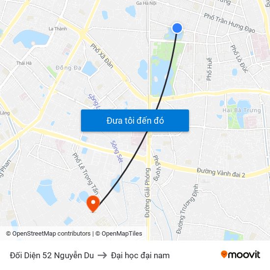 Đối Diện 52 Nguyễn Du to Đại học đại nam map