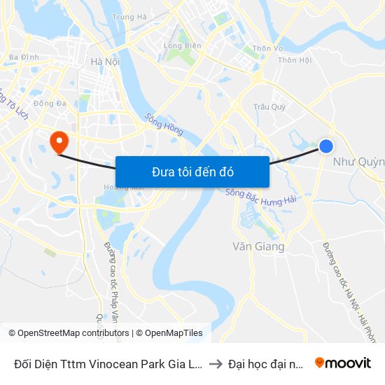 Đối Diện Tttm Vinocean Park Gia Lâm to Đại học đại nam map