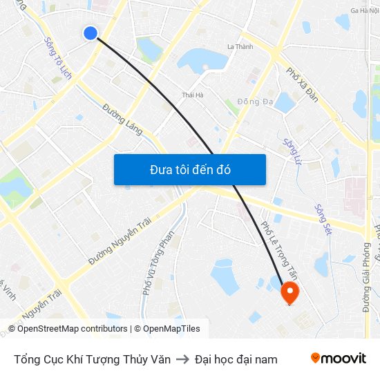 Tổng Cục Khí Tượng Thủy Văn to Đại học đại nam map