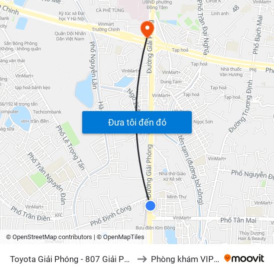 Toyota Giải Phóng - 807 Giải Phóng to Phòng khám VIP 12 map