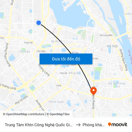 Trung Tâm Khtn Công Nghệ Quốc Gia - 18 Hoàng Quốc Việt to Phòng khám VIP 12 map