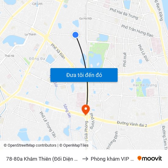 78-80a Khâm Thiên (Đối Diện 71) to Phòng khám VIP 12 map