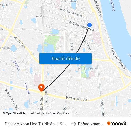 Đại Học Khoa Học Tự Nhiên - 19 Lê Thánh Tông to Phòng khám VIP 12 map