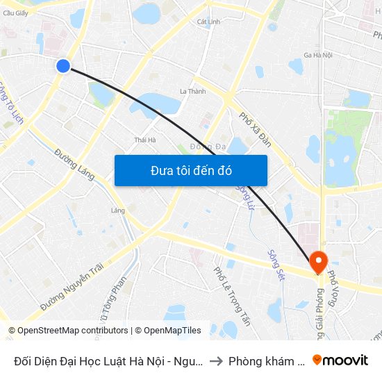 Đối Diện Đại Học Luật Hà Nội - Nguyễn Chí Thanh to Phòng khám VIP 12 map