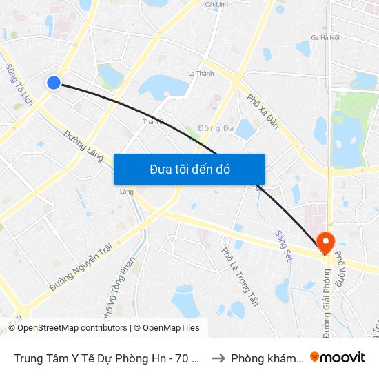 Trung Tâm Y Tế Dự Phòng Hn - 70 Nguyễn Chí Thanh to Phòng khám VIP 12 map