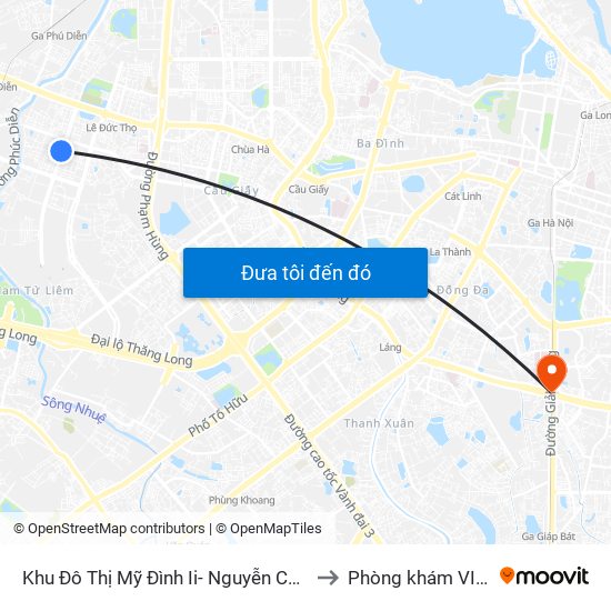 Khu Đô Thị Mỹ Đình Ii- Nguyễn Cơ Thạch to Phòng khám VIP 12 map