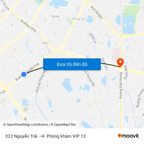 322 Nguyễn Trãi to Phòng khám VIP 12 map