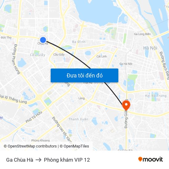 Ga Chùa Hà to Phòng khám VIP 12 map