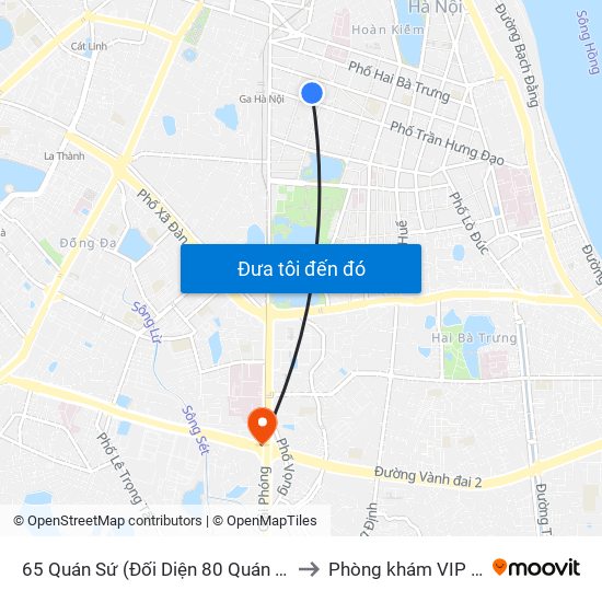 65 Quán Sứ (Đối Diện 80 Quán Sứ) to Phòng khám VIP 12 map