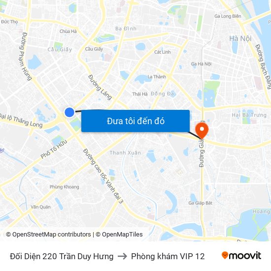 Đối Diện 220 Trần Duy Hưng to Phòng khám VIP 12 map