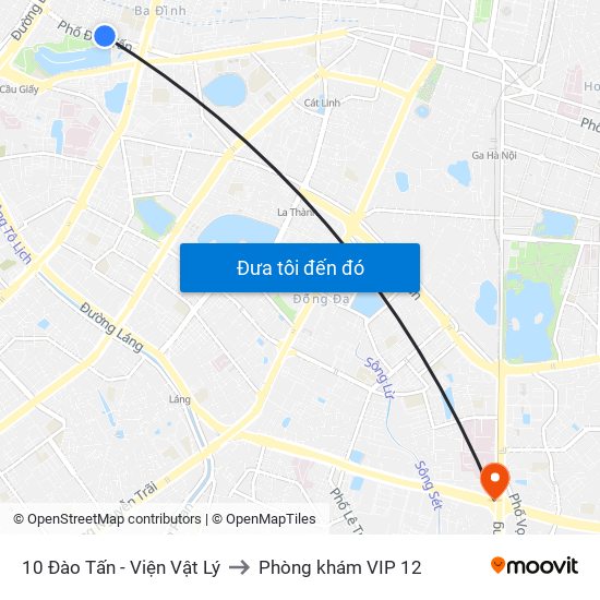 10 Đào Tấn - Viện Vật Lý to Phòng khám VIP 12 map