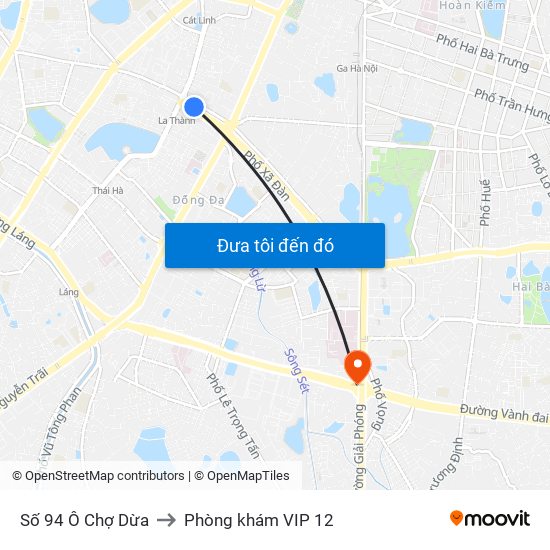 Số 94 Ô Chợ Dừa to Phòng khám VIP 12 map