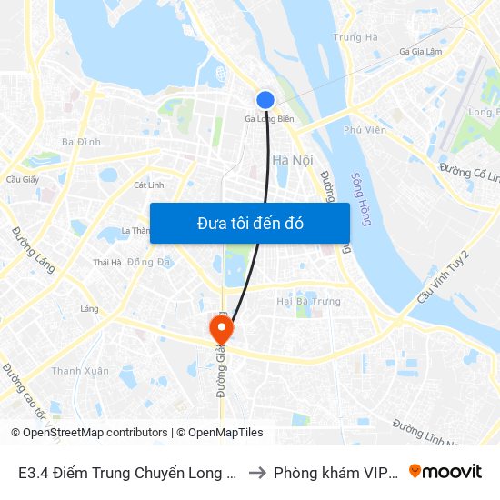 E3.4 Điểm Trung Chuyển Long Biên to Phòng khám VIP 12 map