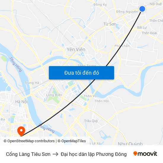 Cổng Làng Tiêu Sơn to Đại học dân lập Phương Đông map