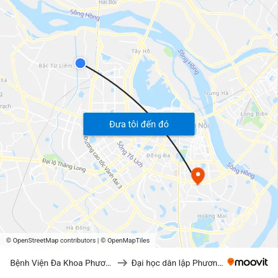 Bệnh Viện Đa Khoa Phương Đông to Đại học dân lập Phương Đông map