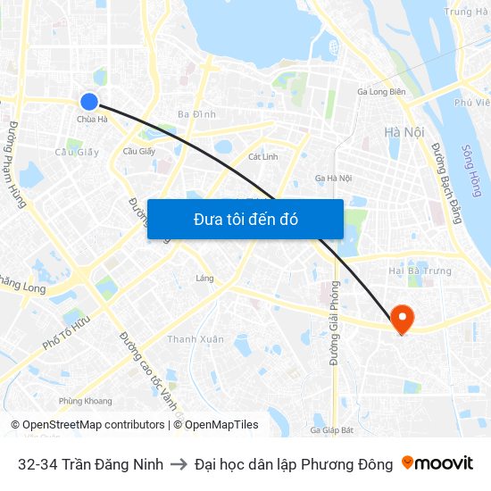 32-34 Trần Đăng Ninh to Đại học dân lập Phương Đông map