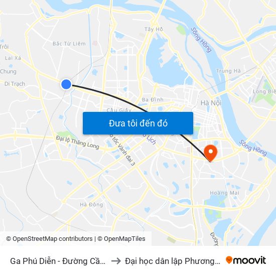 Ga Phú Diễn - Đường Cầu Diễn to Đại học dân lập Phương Đông map