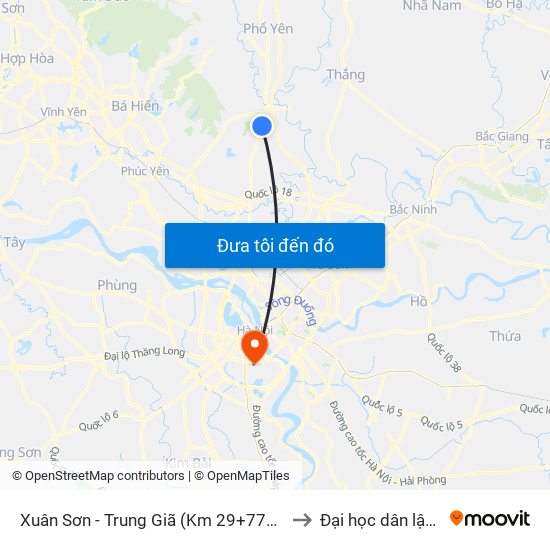 Xuân Sơn - Trung Giã (Km 29+770 Quốc Lộ 3) Cột Điện Hk3/20c to Đại học dân lập Phương Đông map