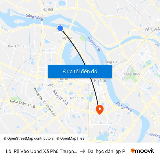 Lối Rẽ Vào Ubnd Xã Phú Thượng - An Dương Vương to Đại học dân lập Phương Đông map