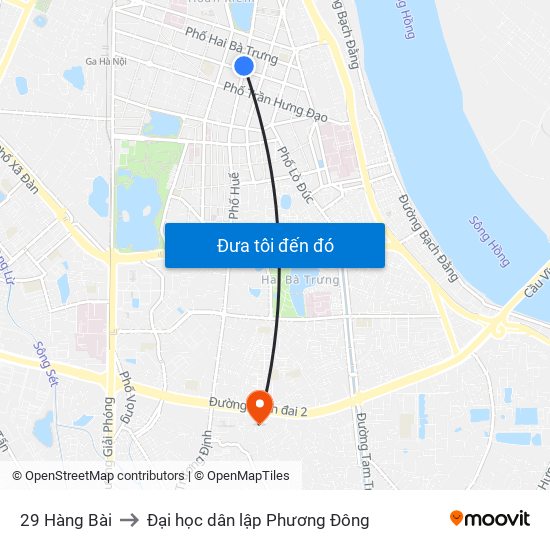 29 Hàng Bài to Đại học dân lập Phương Đông map