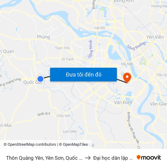 Thôn Quảng Yên, Yên Sơn, Quốc Oai - Đại Lộ Thăng Long to Đại học dân lập Phương Đông map