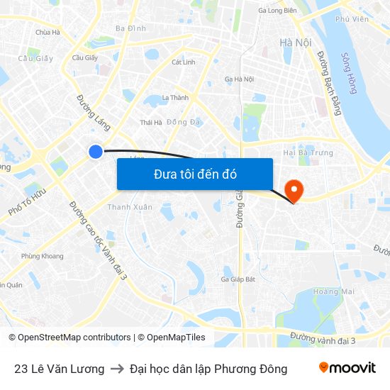 23 Lê Văn Lương to Đại học dân lập Phương Đông map