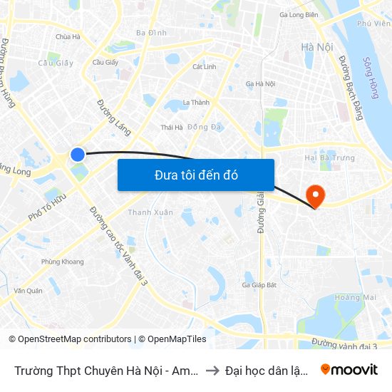 Trường Thpt Chuyên Hà Nội - Amsterdam (Hoàng Minh Giám) to Đại học dân lập Phương Đông map