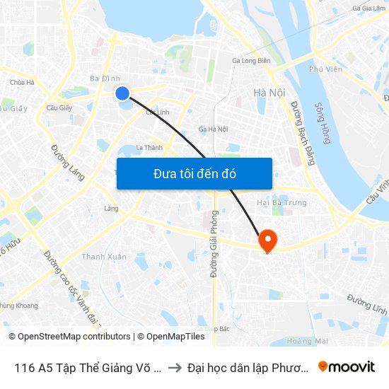 116 A5 Tập Thể Giảng Võ - Kim Mã to Đại học dân lập Phương Đông map