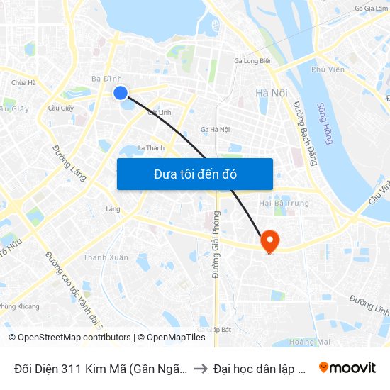 Đối Diện 311 Kim Mã (Gần Ngã 4 Kim Mã - Vạn Bảo) to Đại học dân lập Phương Đông map