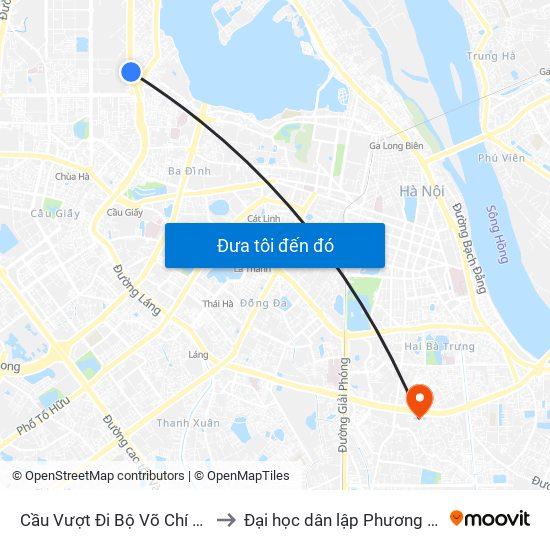 Cầu Vượt Đi Bộ  Võ Chí Công to Đại học dân lập Phương Đông map