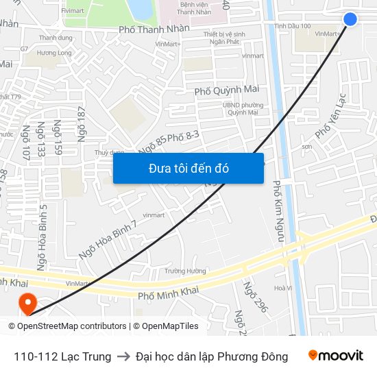 110-112 Lạc Trung to Đại học dân lập Phương Đông map