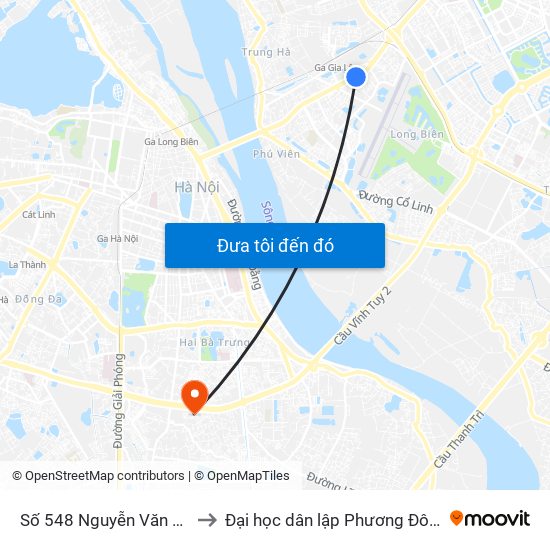 Số 548 Nguyễn Văn Cừ to Đại học dân lập Phương Đông map