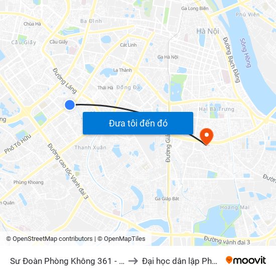 Sư Đoàn Phòng Không 361 - Lê Văn Lương to Đại học dân lập Phương Đông map