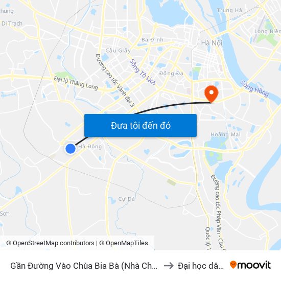 Gần Đường Vào Chùa Bia Bà (Nhà Chờ La Khê Tuyến Brt 01) - Ngõ 32 Lê Trọng Tấn (Hà Đông) to Đại học dân lập Phương Đông map