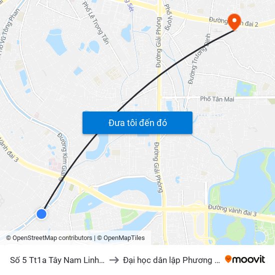 Số 5 Tt1a Tây Nam Linh Đàm to Đại học dân lập Phương Đông map