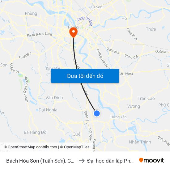 Bách Hóa Sơn (Tuấn Sơn), Chợ Bái - Dt428 to Đại học dân lập Phương Đông map