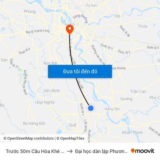 Trước 50m Cầu Hòa Khê - Dt428 to Đại học dân lập Phương Đông map