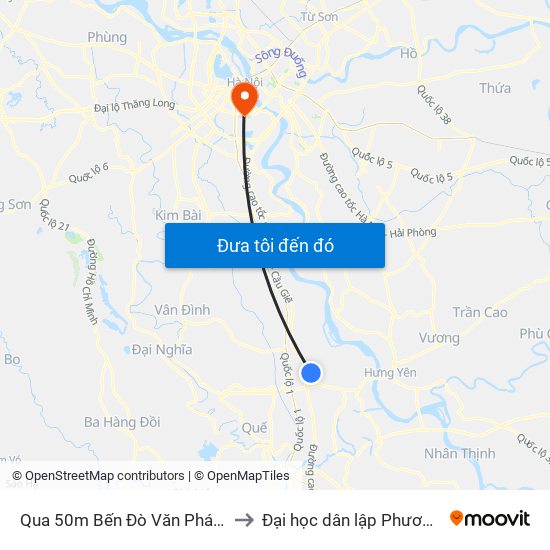 Qua 50m Bến Đò Văn Phái - Dt428 to Đại học dân lập Phương Đông map