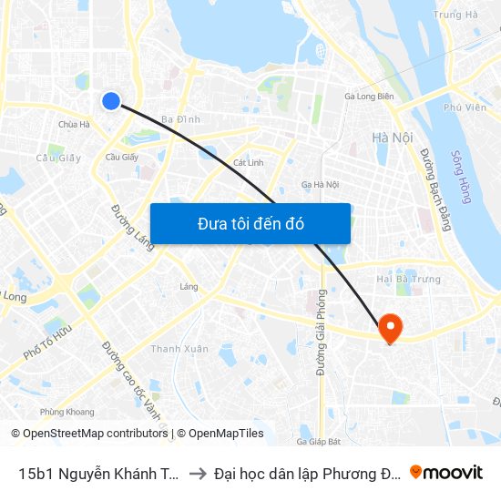 15b1 Nguyễn Khánh Toàn to Đại học dân lập Phương Đông map