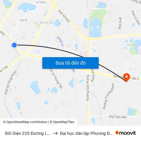 Đối Diện 220 Đường Láng to Đại học dân lập Phương Đông map