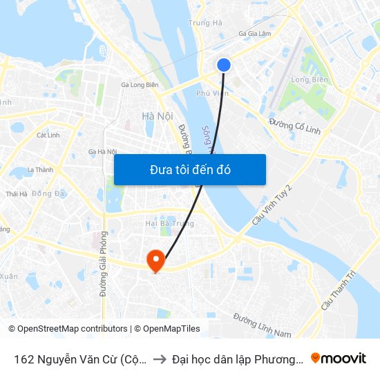 162 Nguyễn Văn Cừ (Cột Sau) to Đại học dân lập Phương Đông map