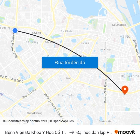 Bệnh Viện Đa Khoa Y Học Cổ Truyền - 6 Phạm Hùng to Đại học dân lập Phương Đông map