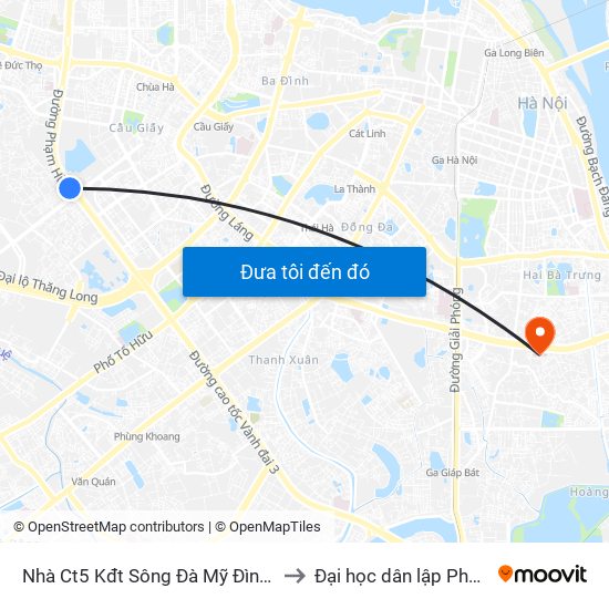 Nhà Ct5 Kđt Sông Đà Mỹ Đình - Phạm Hùng to Đại học dân lập Phương Đông map