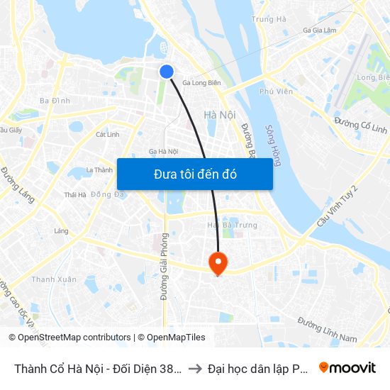 Thành Cổ Hà Nội - Đối Diện 38 Phan Đình Phùng to Đại học dân lập Phương Đông map
