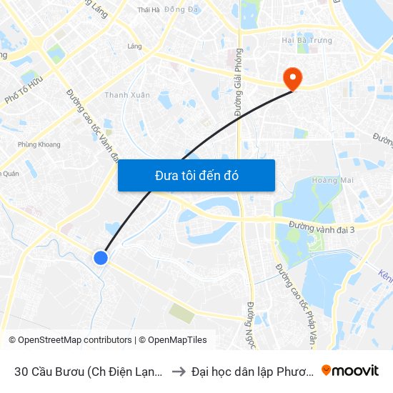 30 Cầu Bươu (Ch Điện Lạnh Hồng Sĩ) to Đại học dân lập Phương Đông map