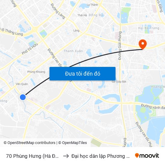 70 Phùng Hưng (Hà Đông) to Đại học dân lập Phương Đông map